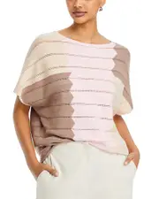 Misook Color Block Pointelle Top