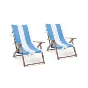 Tie & Dry ANTI-CLIP Beach Towel (2-Pack), 30” x 70”, Side Ties & Loops, Cotton