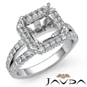 Asscher Semi Mount Diamond Engagement Pre-Set Ring 14k White Gold 1.53 Carat