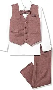 [Isaac Mizrahi] Slim Fit Boy's Contrast Plaid Vest, Shirt, Tie, & Pant Set