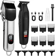 Mens Hair Clippers and Trimmers Set, Professional Cordless Barber Clippers for Hair Cutting Kit