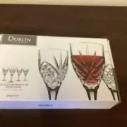 Dublin Platinum Shannon Crystal Goblets Stemware By Godinger Set Of 4 Glasses