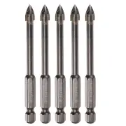 5pcs Titanium Masonry Drill Bit 6mm Triangle Drill Bit w Hex Shank