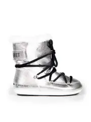 Silver Leather Shearling Lined Boots