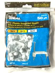 Ideal BPS3-50, Staple, 3/4", Plastic Insulated, Standard, White, 50/Bag, NOS