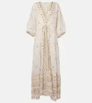 [Juliet Dunn] Juliet Dunn Printed embroidered cotton beach cover-up UK 12/14 multicoloured