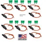 (10 PC) 12 GAUGE ATC FUSE HOLDER IN-LINE WITH (10 PC) 30 AMP FUSE Made in USA