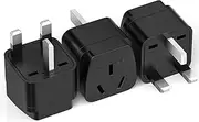 3PCS AU to UK Plug Travel Adapter, Australia to UK Travel Plug Converter, Travel Power Plug for The United Kingdom, Hong Kong, Ireland, Singapore, Black