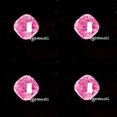 4 Cubic Zirconia Faceted Square Rhombus Pendant Beads ap. 13mm Pink #64246