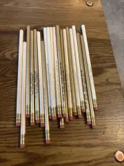 Carlsbad Bridge Club Vintage 80's Pencils assorted white & Gold Lot of 21