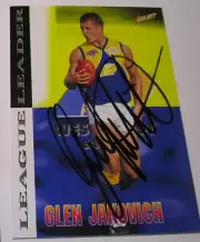 West Coast Eagles - Glen Jakovich signed AFL League Leader Card +Photo proof/COA