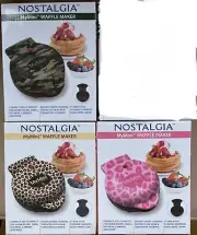 NOSTALGIA 5'' Mini WAFFLE MAKER New Animal Print OR Camo you CHOOSE ONE ONLY