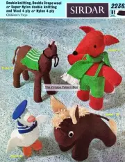 EASY KNIT FOX & TOY'S - DK or 8ply & 4ply - COPY toy knitting pattern