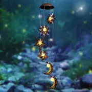 Solar Wind Chimes for Outside with Sun Moon Star Solar Hanging Lights Windchi...