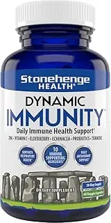 Stonehenge Health Dynamic Immunity - Immune System Support, Elderberry, Echinacea, Turmeric, Probiotics, Vitamins - 60 Veggie Capsules, 30 Day Supply, 1 Bottle