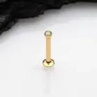 Golden Basic Gem Ball Top Threadless Push-In Steel Labret