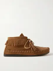 [Isabel Marant] Isabel Marant - Felsa Fringed Tasseled Leather-trimmed Suede Ankle Boots - Taupe - FR36 FR 36 Brown