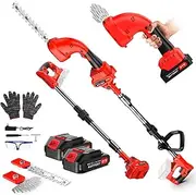 3-in 1-bar Hedge Trimmer and Cordless Straw Trimmer, 2x2.0 Ah Li-Ion Battery, 7.8-inch Cutting Length, 20V Telescopic Pole Trimmers, Suitable for Courtyard Gardens (650w)