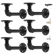 6 Pack Industrial Pipe Shelf Brackets L-Shaped Floating Wood Shelf Brackets