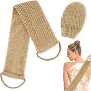 African Net Sponge,100% Natural Exfoliating Hemp Shower Back Scrubber and Gloves Set ,Loofah Back Scrubber,Bath & Shower Body Brush Scrubber with Handle, Friendly Body Exfoliation Towel Set for Men and Women,Bath Brush Set,Hemp Back Scrubber for Shower Gel