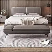 Bench for Living Room & Bedroom Leather Bench with Soft Padded Entryway Lounges Bench with Metal Leg Comfortable Seating Bench Foot Stools, for Living Room, Entryway, Dining Room End of Bed Bench(Gris