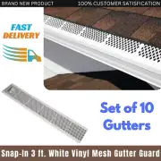 (10 PACK) 3ft. Snap-In White Vinyl Gutter Guard Cover Leaf Debris Protection NEW