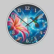 Hummingbird Flower Floral art Wall Hanging Wall Clock art Time Piece