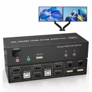 HDMI KVM Switch Dual Monitor 4K@60Hz USB KVM Switcher 2 Port for 2 Computers