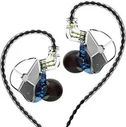TRN ST1 in Ears Monitor 1BA 1DD Hybrid Dual Driver, Senlee in Ear Headphone Earbuds with 1 Dynamic and 1 Balanced Armature Driver TRN Headsets(No Mic, Blue)