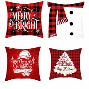 Catzon 4Pcs 18"x18" Christmas Throw Pillow Covers Square Cushion Cover for Sofa Decorative-B