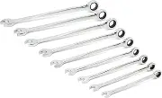 Gearwranch 12 Point XL X-Beam Ratcheting Combination SAE Wrench 9-Pieces Set