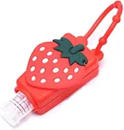Strawberry Empty Travel Bottle Hand Sanitizer,Cartoon Hangable w Cover Silicone Refillable Bottle Cosmetic Container for Hand Soap Holder Refillable Cosmetic Containers