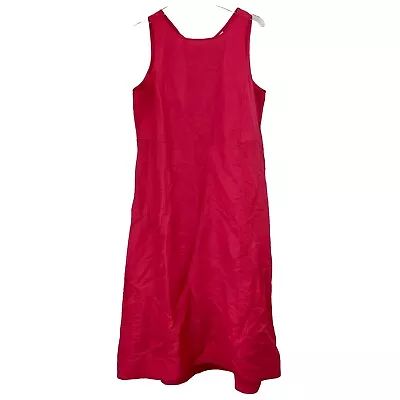 NEW J. JILL A-Line Midi Linen Blend Dress Strawberry Medium Tank