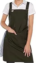 Shana Crossover Front of the House Apron for Men & Women | Fixed Straps, Cross-Back Tie Strap & Brass Hardware Apron | Large Center Pocket with Pen Slot Professional Hospitality Uniform - ACE CHEF