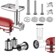 Meat Grinder & Slicer Shredder Attachments for KitchenAid Stand Mixer, Metal...