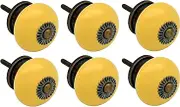Nicola Spring Ceramic Cupboard Drawer Handle Knobs - Yellow - Pack of 6