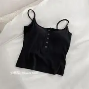 Henley Plain Cami Top Black - One Size