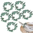 3pcs Metal Green Leaves Napkin Holder Simulation Napkin Buckles Dinner Table