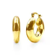 9kt Yellow Gold Silver Infused Thick Open Top Tube Hoop Earrings