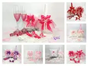 Ring Bearer Pillow Flower Girl Basket Set Pink Red Orchid Coral Quartz Lavender