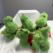 Lot Of 4 Petsmart Holiday Green Dinosaur With Squeaker Toy Plush 2021 New Chew