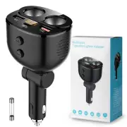 USB C Car Charger, 2 Sockets Cigarette Lighter Splitter 12/24V 80W Double USB AU