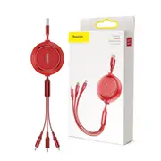 Baseus Golden Loop 3 in 1 USB Cable-Micro USB Lightning USB-C 3.5A 35cm-120cm (Red)