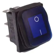 Blue Illuminated On-On Waterproof Rocker Switch 20A DPDT IP67