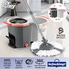 360 Degree Rotating Spin Mop Bucket Set 4 Microfibre Mops Floor Wet Dry Cleaner