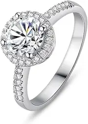 [Generic] Round Cut Solitare Cubic Zirconia Engagement Ring for Women | Fake Wedding Ring for Women | Fake Engagement Ring | Promise Ring for Her