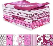 Soimoi 8 Pc Fat Quarter Bundle - Floral Print 18"x 22" DIY Patchwork- 100% Cotton Pre-Cut Quilting Fabric (Pink)