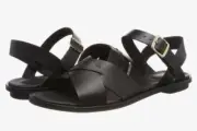 New Clarks Willow Gild Women's Leather Flat slim Sandals Black size 6