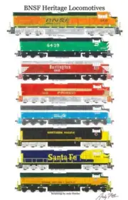 BNSF Proposed Heritage Locomotives 11"x17" Poster by Andy Fletcher signed