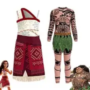 Moana Princess Moana Dress Bodysuits Couples Costumes Movie TV Theme Costumes Movie Cosplay for Men's Women's Adults' Carnival Children's Day World Book Day Pa